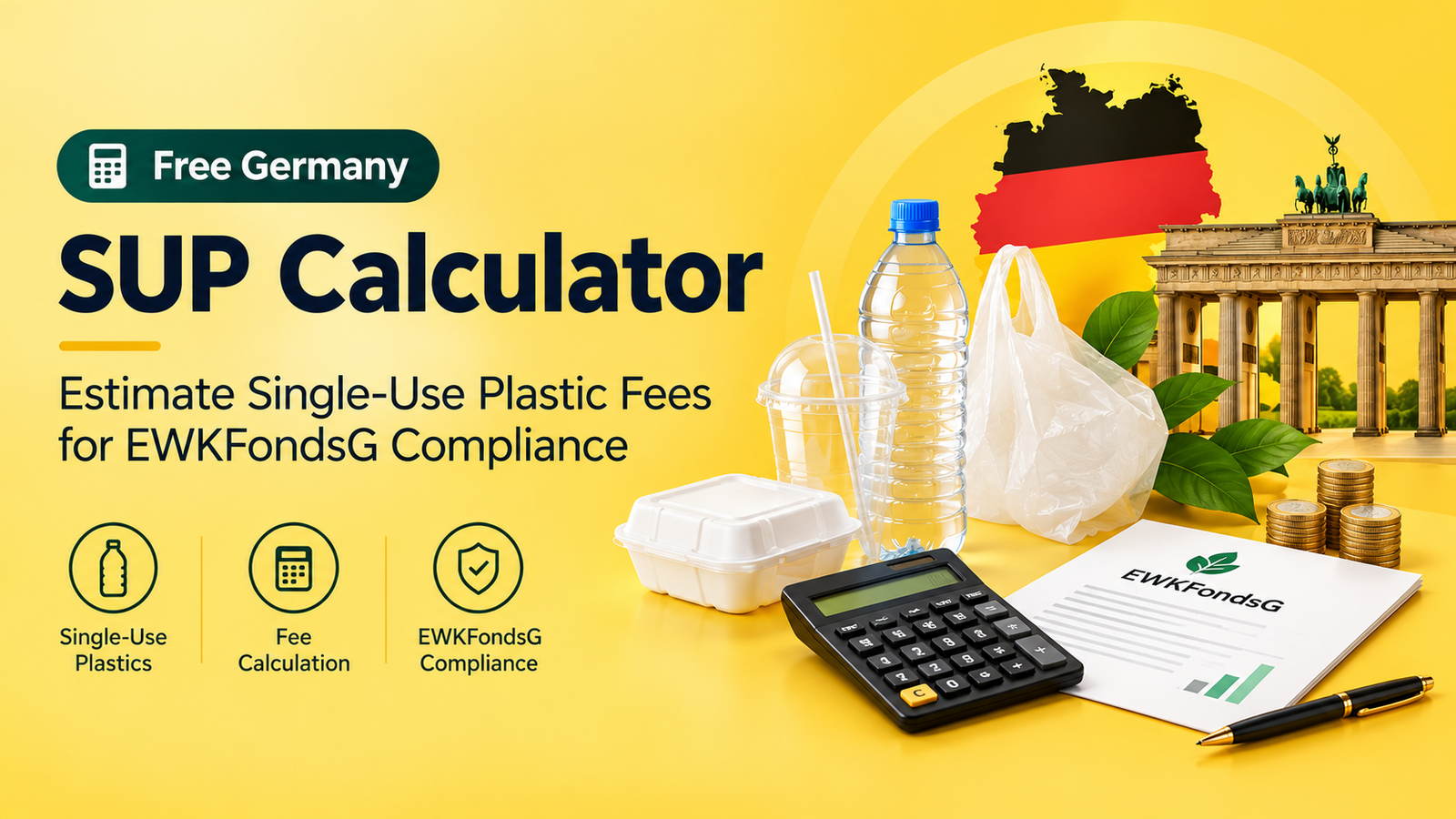 Free Germany SUP Calculator | Estimate Single-Use Plastic Fees for EWKFondsG Compliance