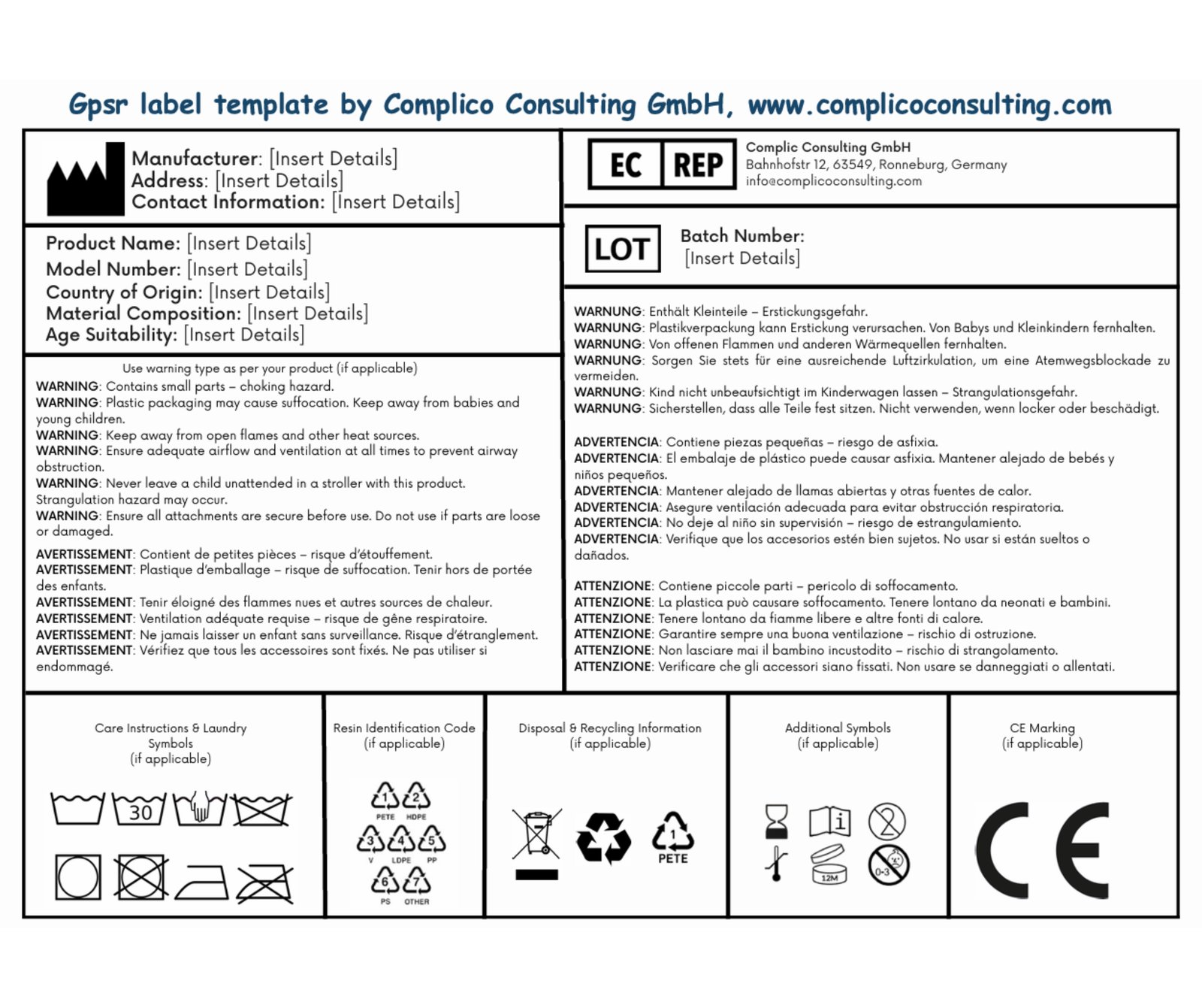 GPSR Label Template Amazon Ebay seller